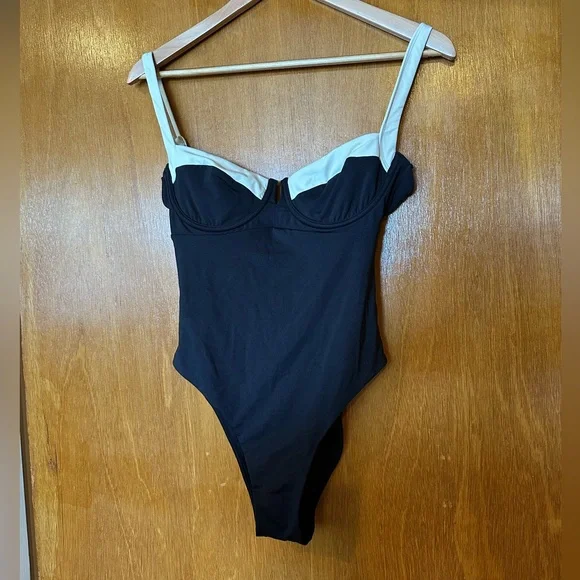 Monday Swimwear Clovelly One Piece Swimsuit Black and White - Picture 2 of 7